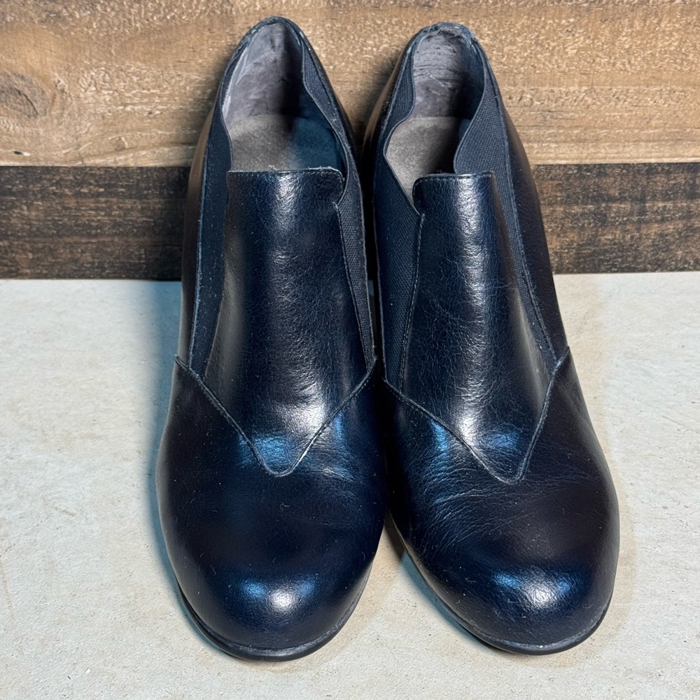 Aerosoles Women's Leather Navy Blue Bootie Chunky Heels Size 10 AB 216 - Picture 3 of 9